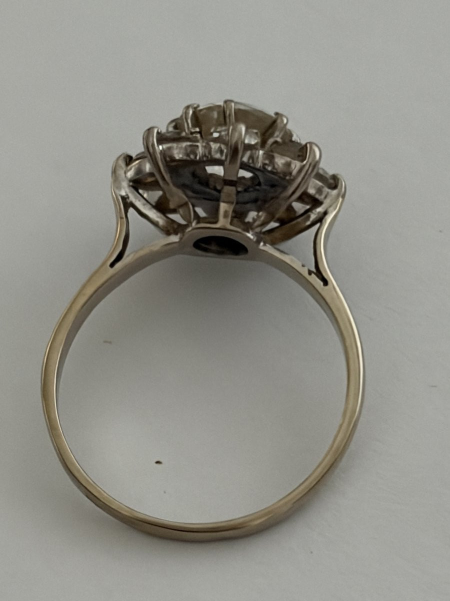7485 - Bague Marguerite Or Gris Diamants (1,30 ct au centre)-photo-4