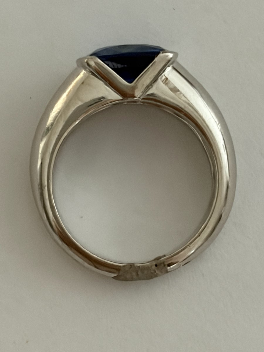 7479 - Ceylon Sapphire 4.20 Ct White Gold Wedding Band Ring-photo-2