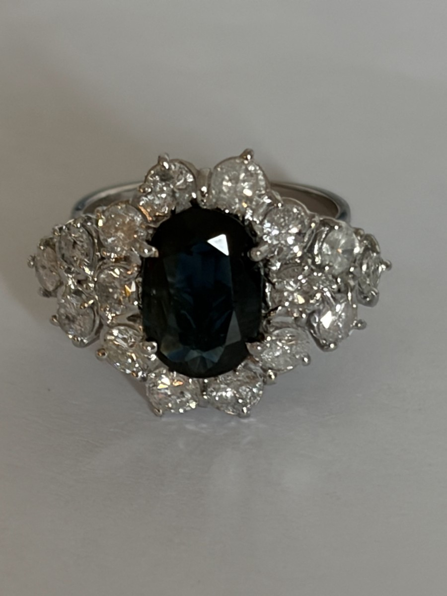 7481 - Ring White Gold Certified Sapphire Diamonds 2.00 Ct