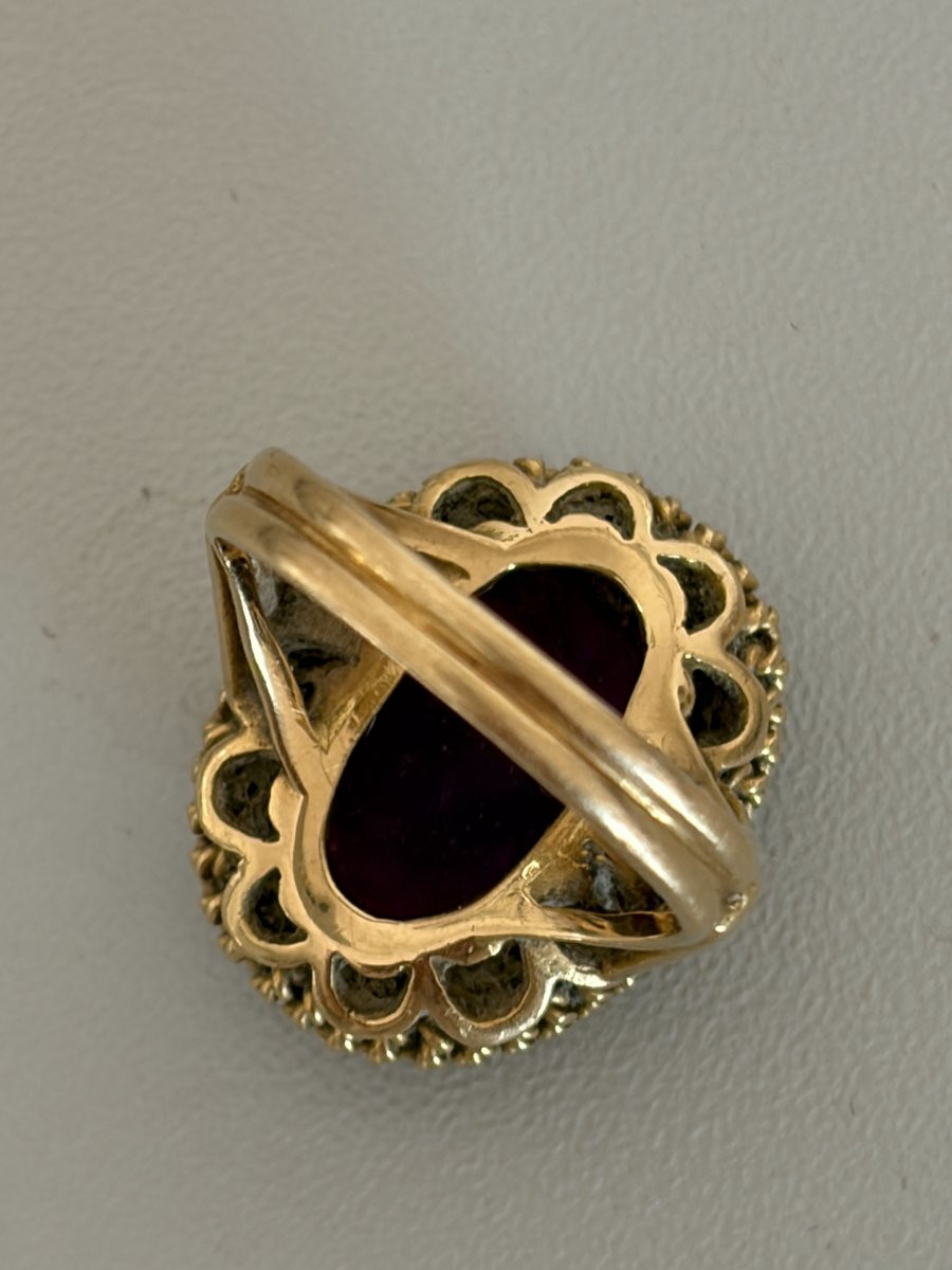 7503 - Bague Vintage Or Jaune Alexandrite Synthétique-photo-2