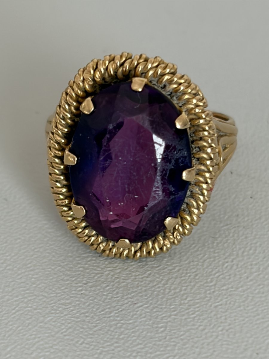 7503 - Bague Vintage Or Jaune Alexandrite Synthétique-photo-1