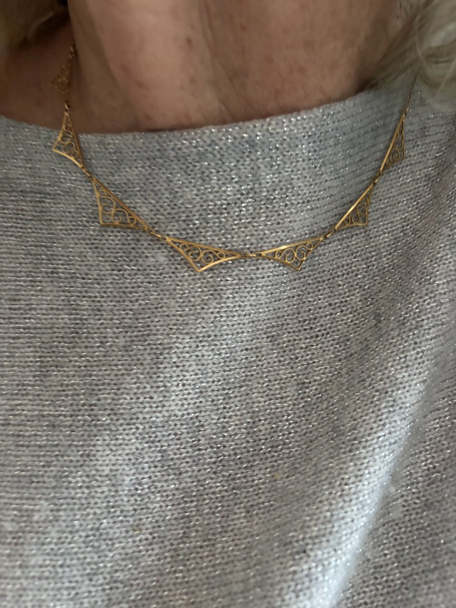 7517 - Antique Yellow Gold Colerette Necklace-photo-2