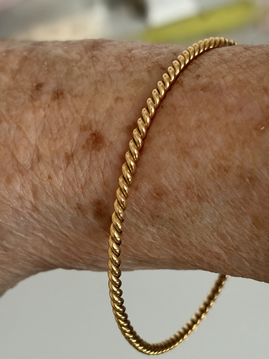 7519 - Yellow Gold Twisted Bangle Bracelet-photo-2