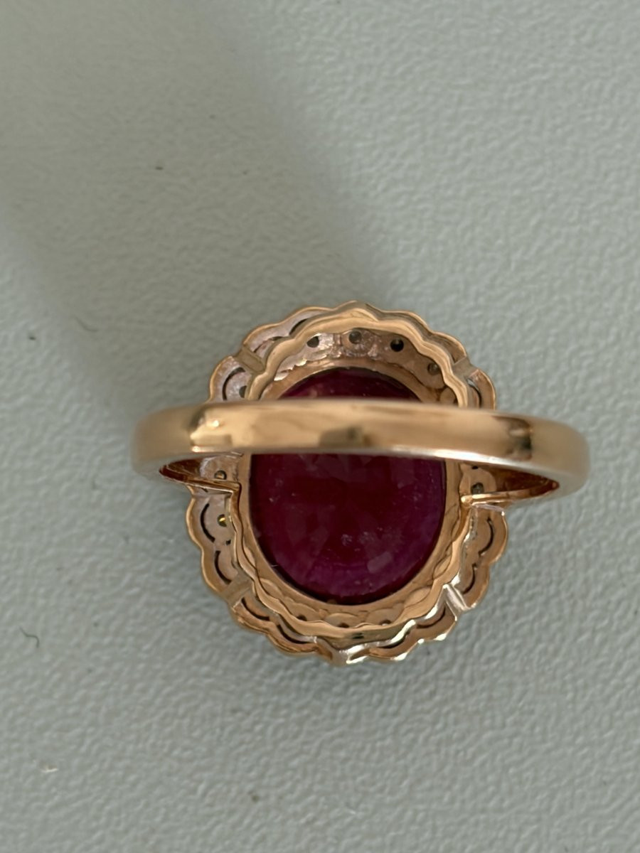 7521 - Vintage Rose Gold Tourmaline Ring 9.00 Ct Diamonds-photo-2