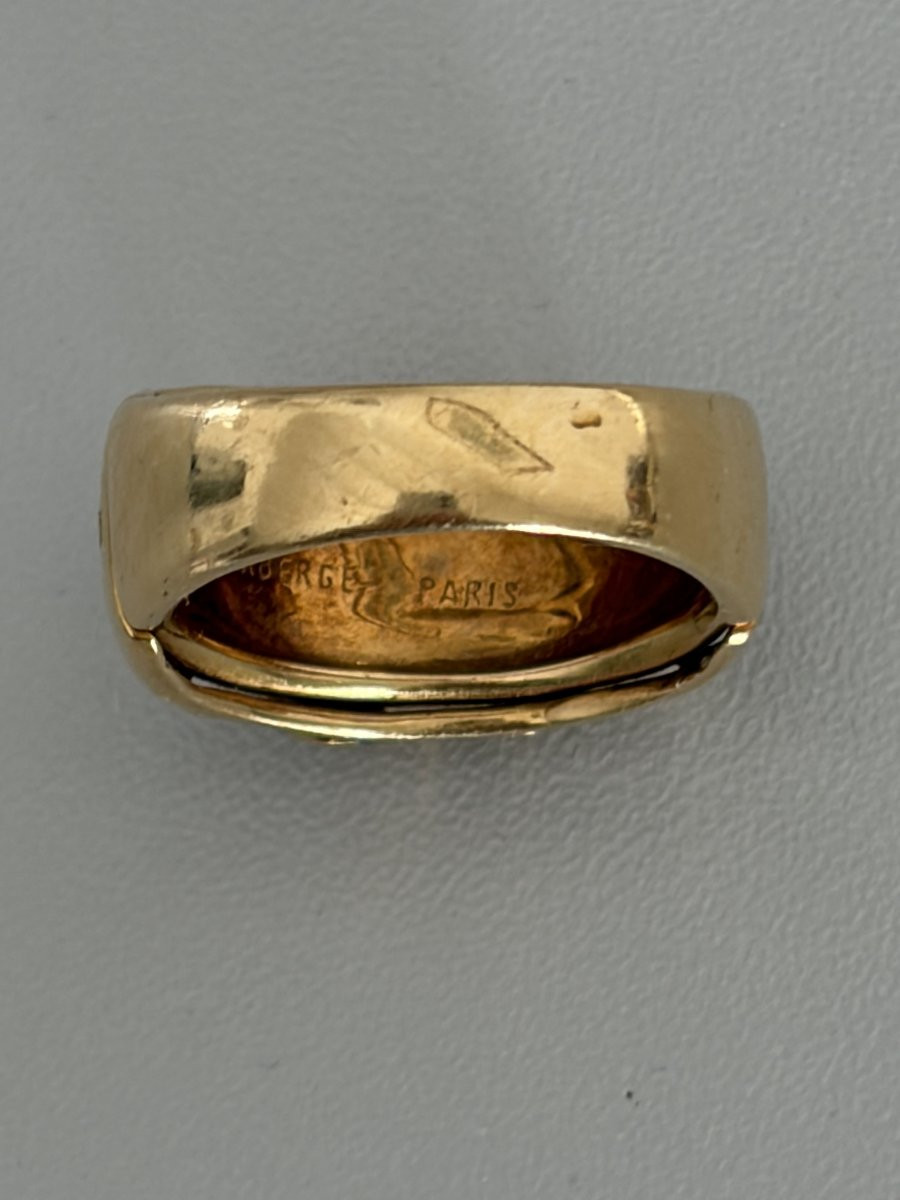 7526 - Faberge Band Ring Yellow Gold Diamonds Enamel-photo-3