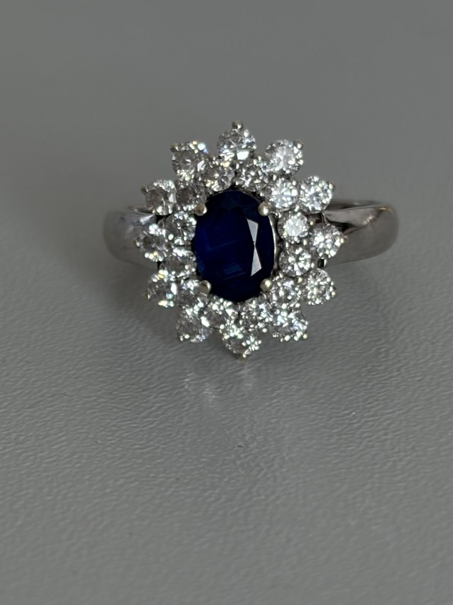 7528 - Marguerite Ring White Gold (9 Ct) Sapphire Diamonds (1.20 Ct)-photo-1