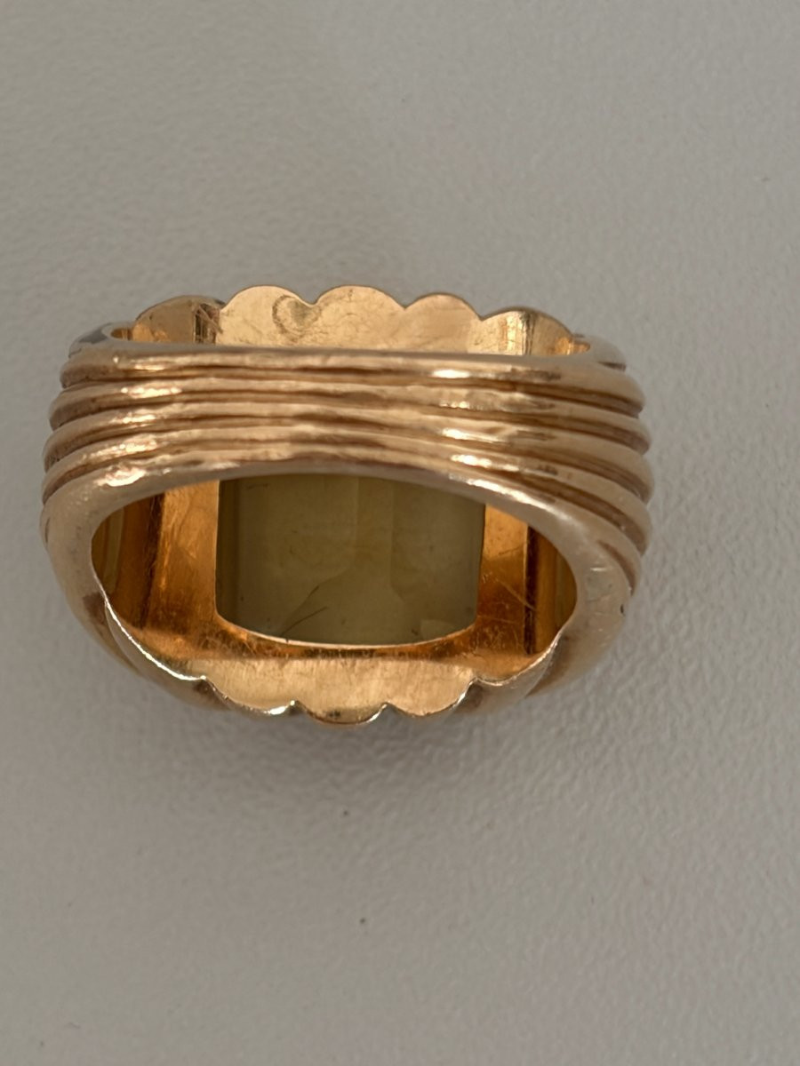 7531 - Bague Chevalière Vintage Or Jaune Citrine 8,00 ct-photo-2