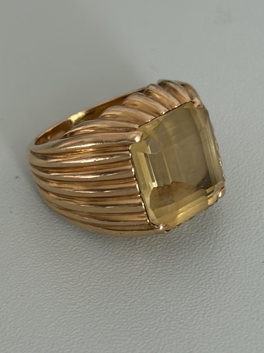 7531 - Bague Chevalière Vintage Or Jaune Citrine 8,00 ct-photo-1