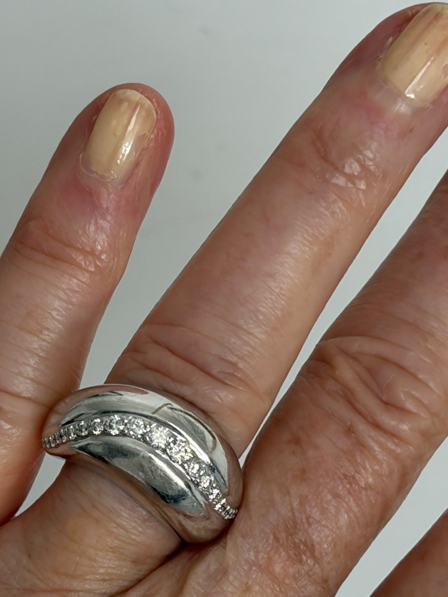 7532 - Bague FRED Mouvementée Or Gris Diamants (Grand Modèle)-photo-2