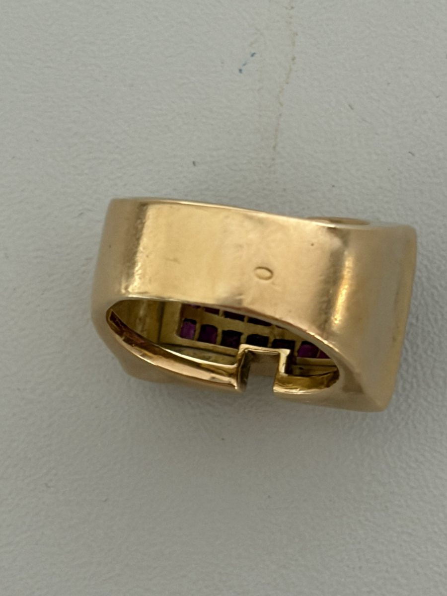 7536 - Yellow Gold Ruby Tank Ring-photo-3