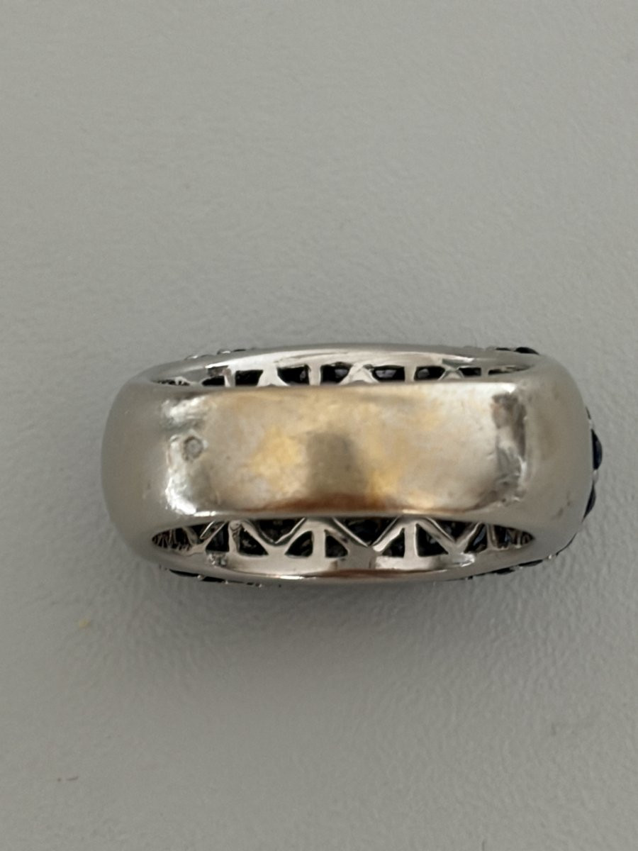 7537 - White Gold Sapphire Diamond Ring-photo-3