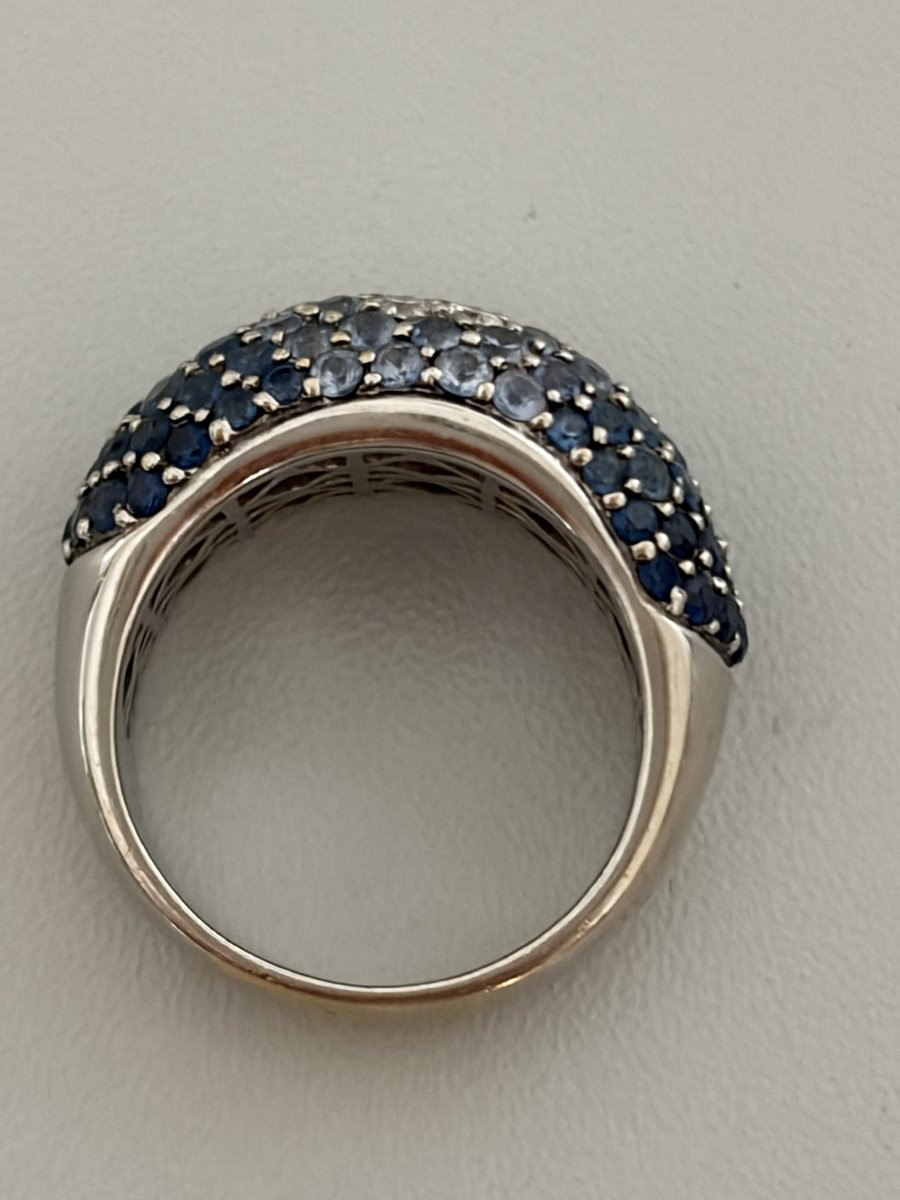 7537 - White Gold Sapphire Diamond Ring-photo-4