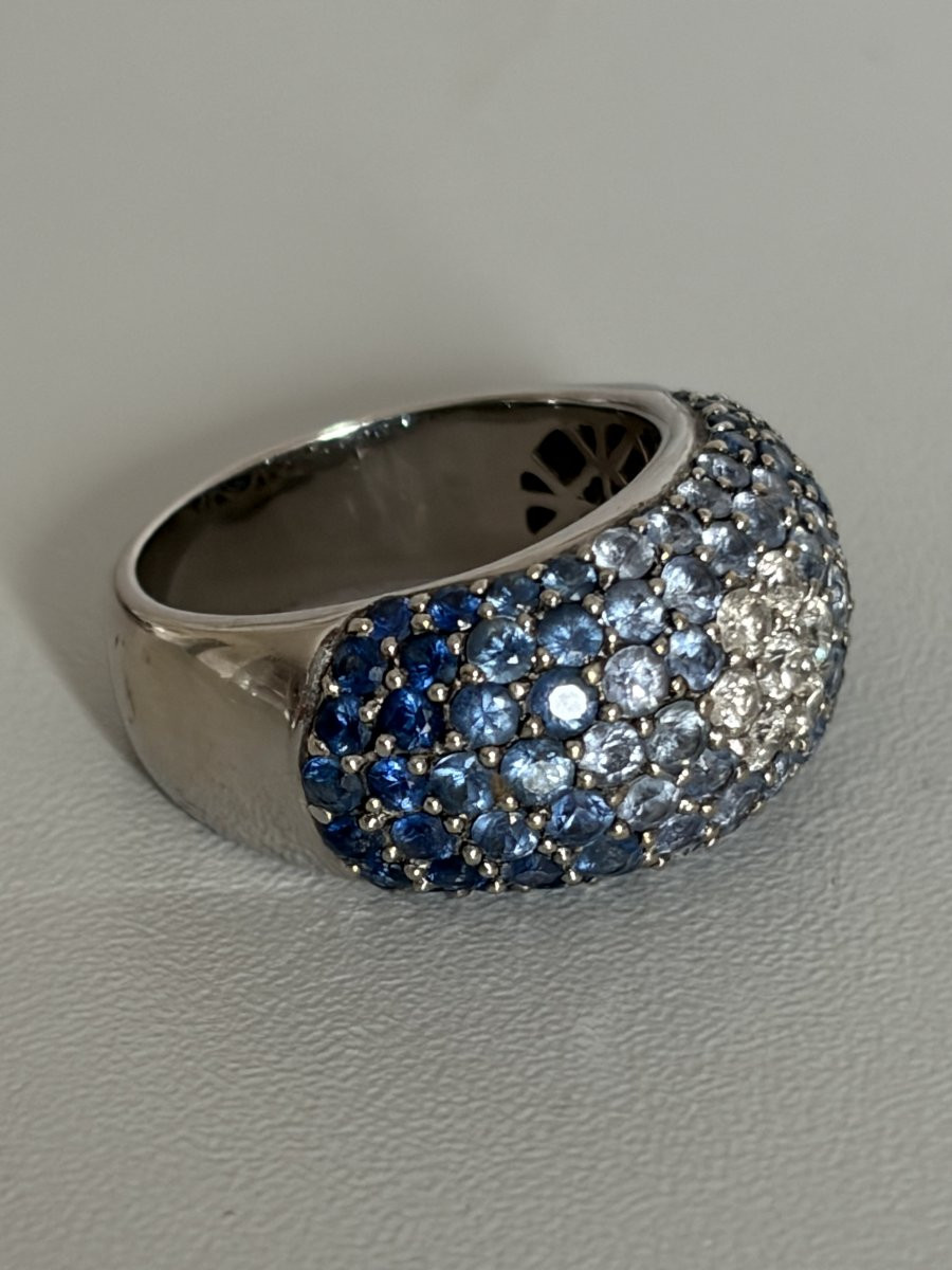 7537 - White Gold Sapphire Diamond Ring-photo-1