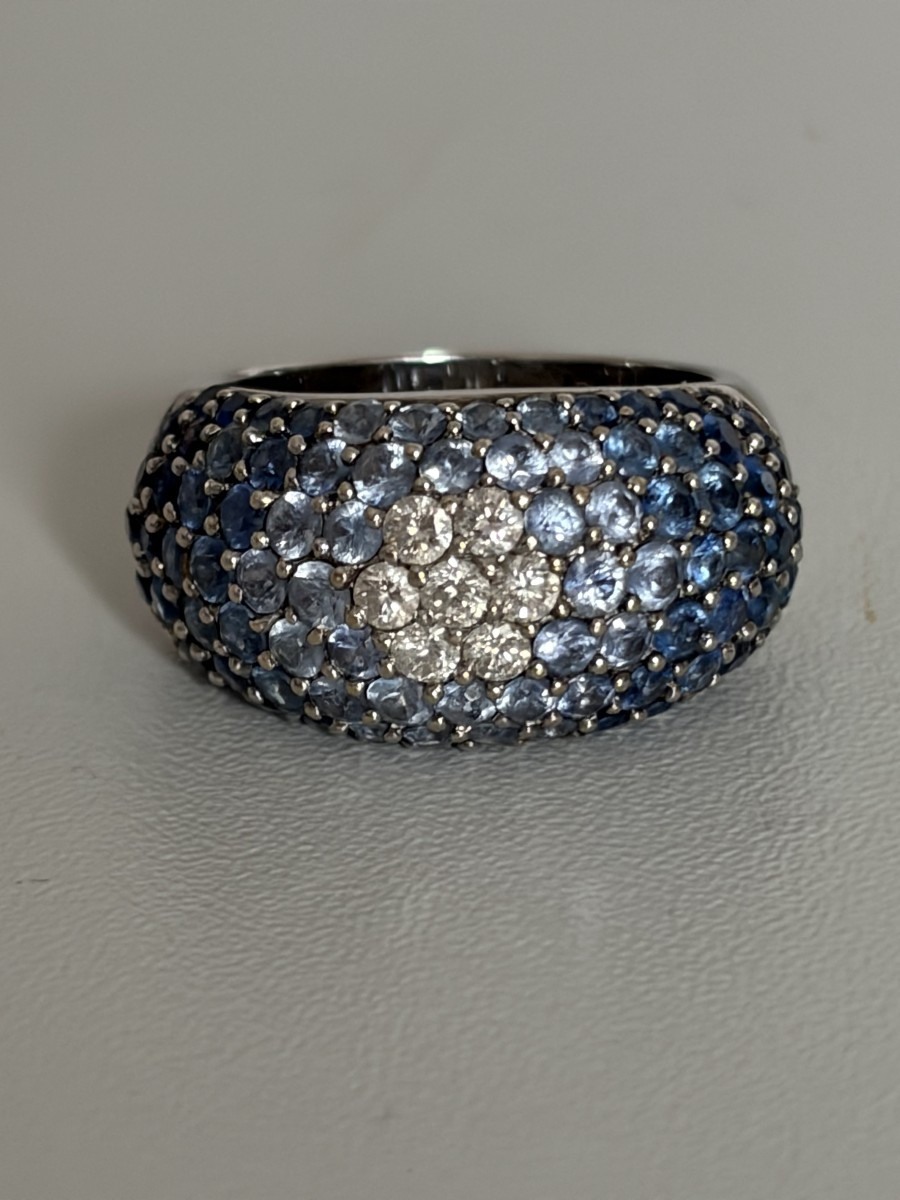 7537 - White Gold Sapphire Diamond Ring