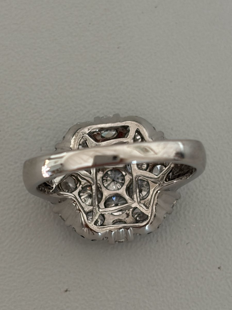 7538 - Bague Fleur Or Gris Diamants 2,60 ct-photo-3