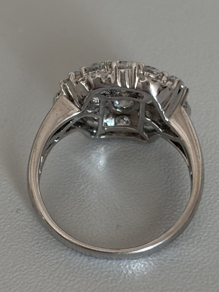 7538 - Bague Fleur Or Gris Diamants 2,60 ct-photo-4