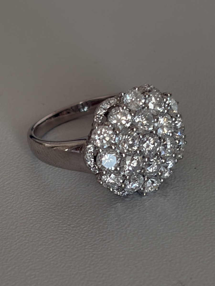 7538 - Bague Fleur Or Gris Diamants 2,60 ct-photo-1