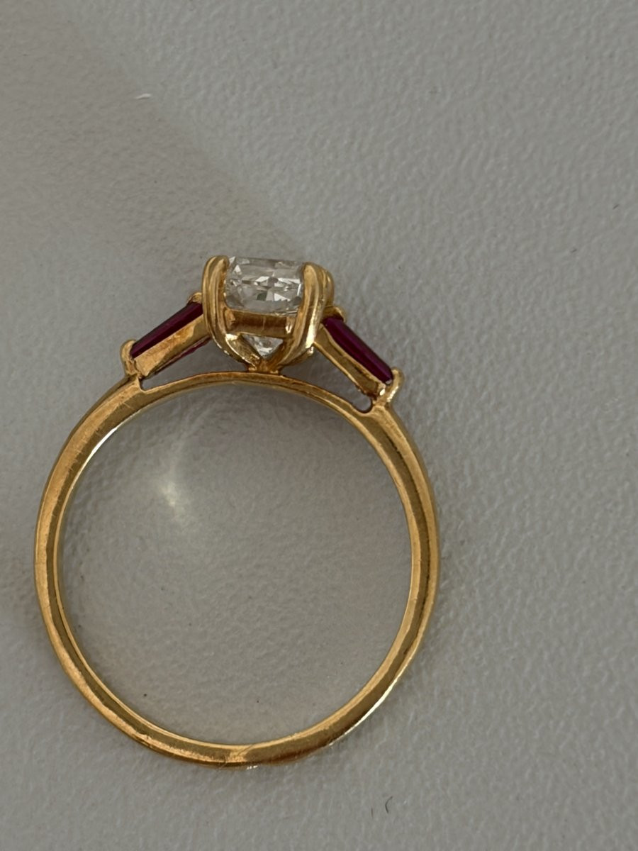 7546 - Bague Or Jaune Diamant 1,05 ct Rubis-photo-3