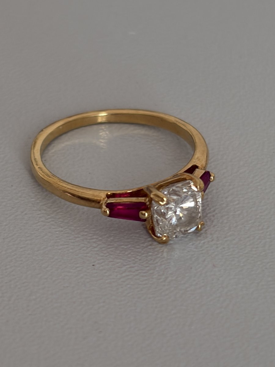 7546 - Bague Or Jaune Diamant 1,05 ct Rubis-photo-4