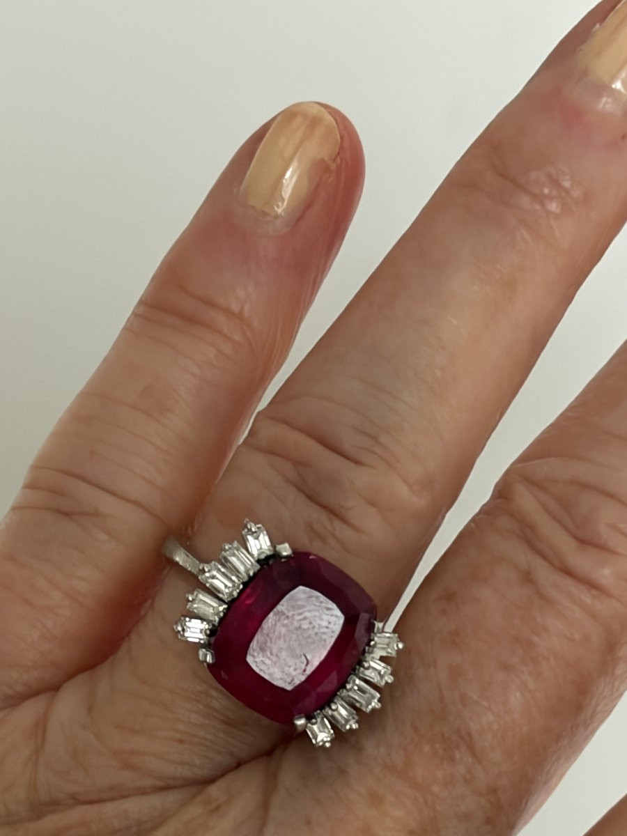 7585 - Tourmaline White Gold Ring 6.00 Ct Diamonds-photo-2