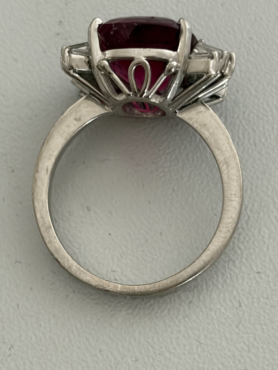 7585 - Tourmaline White Gold Ring 6.00 Ct Diamonds-photo-4