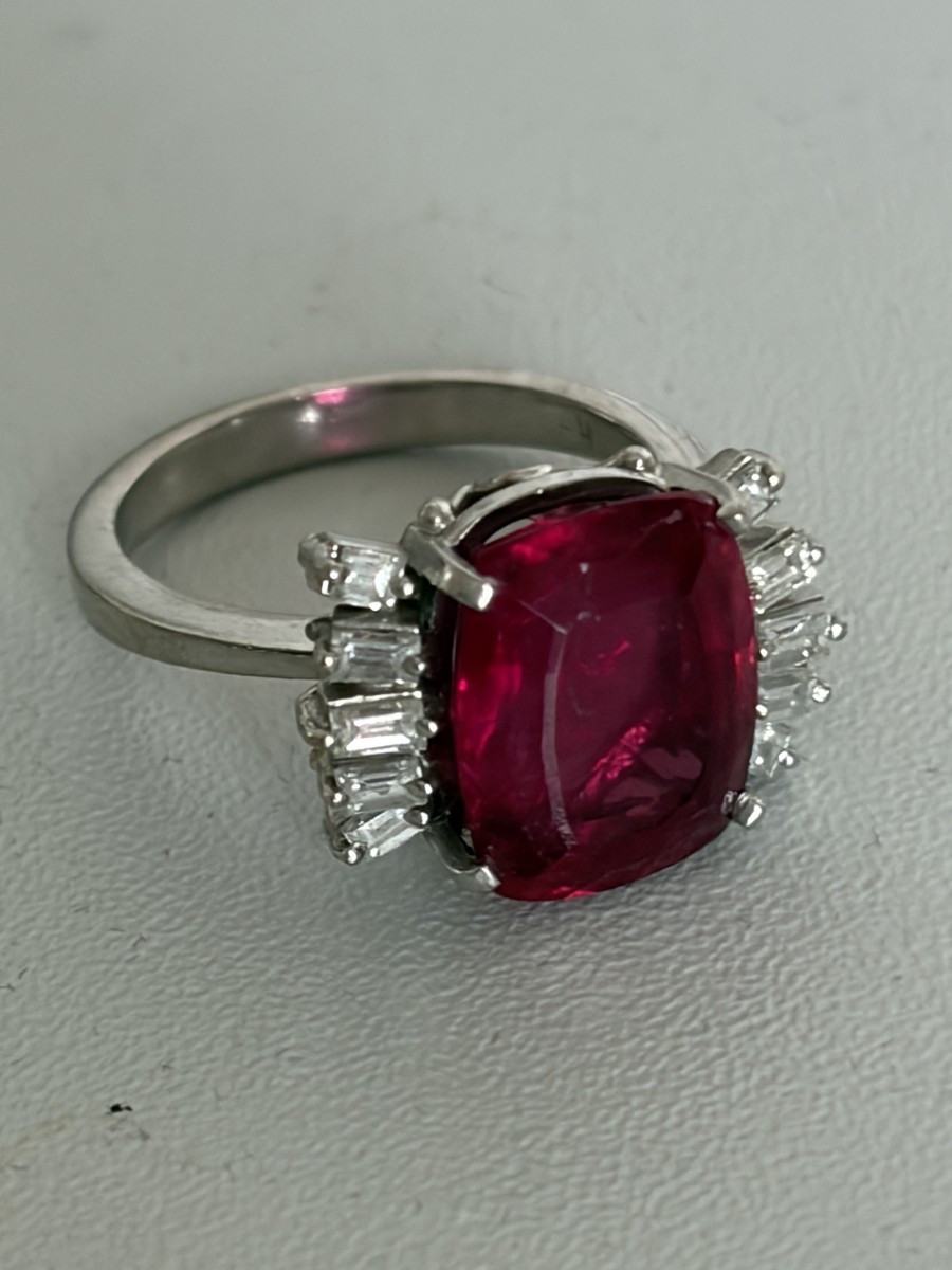 7585 - Tourmaline White Gold Ring 6.00 Ct Diamonds-photo-1
