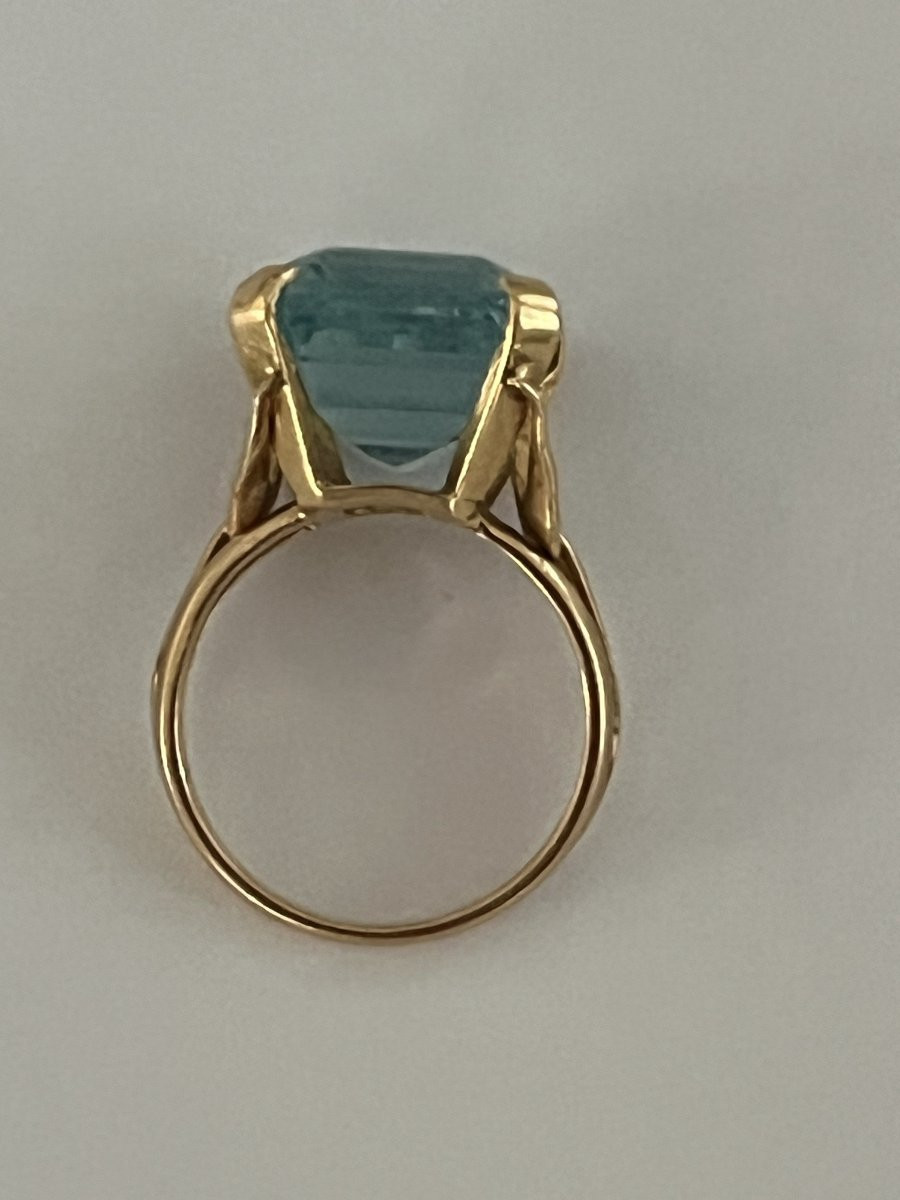 6016 - Bague Vintage Or Jaune Aigue-Marine-photo-3