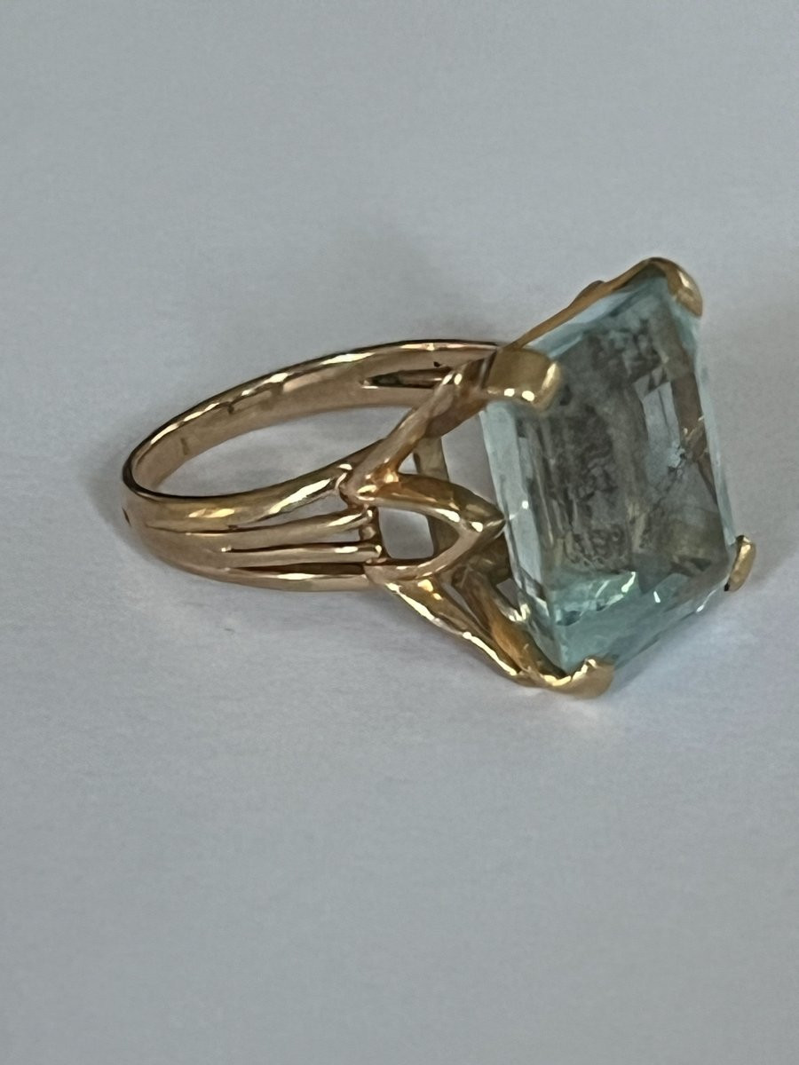 6016 - Bague Vintage Or Jaune Aigue-Marine-photo-4