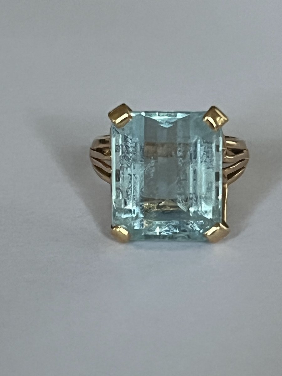 6016 - Bague Vintage Or Jaune Aigue-Marine-photo-1
