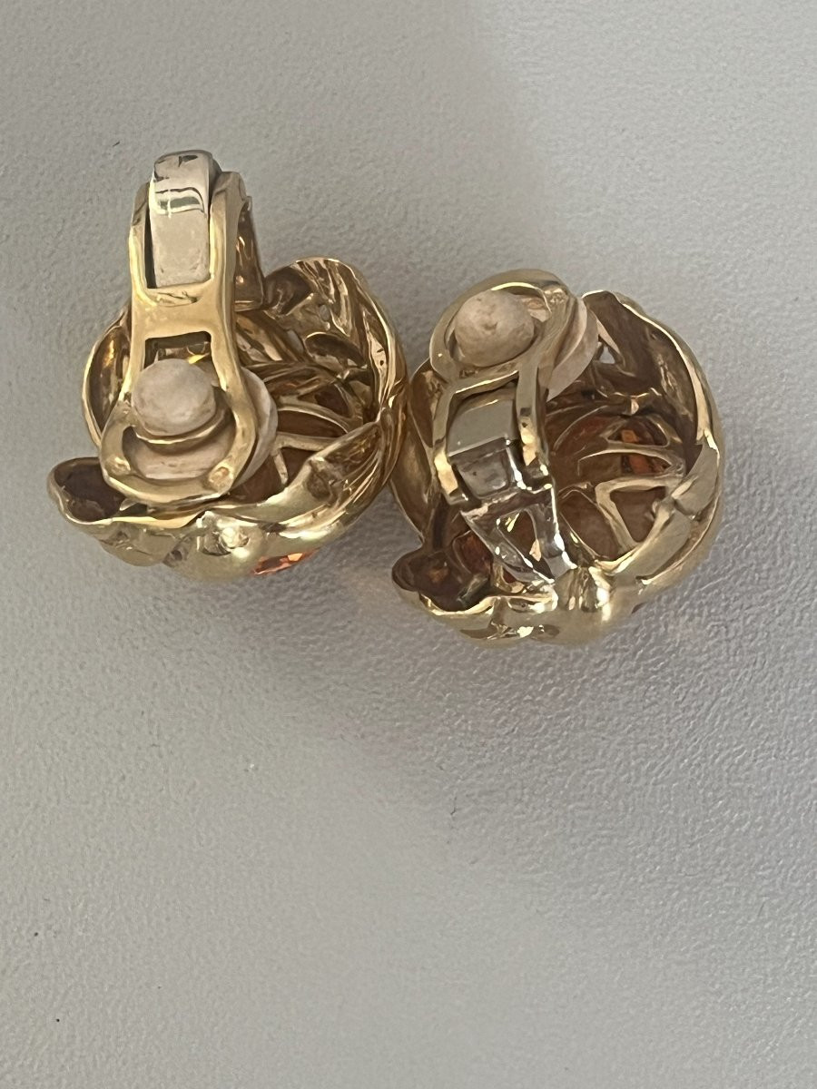 6040 - Vintage Fred Earrings Yellow Gold Citrines-photo-2