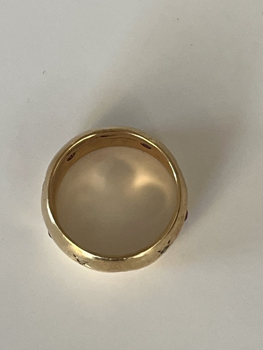 6455 - Bague Bandeau Or Jaune Pierres Précieuses-photo-3