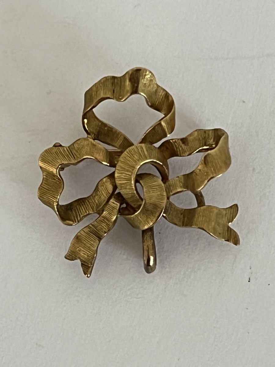 6883 - Broche Pendentif Vintage Or Jaune Texturé