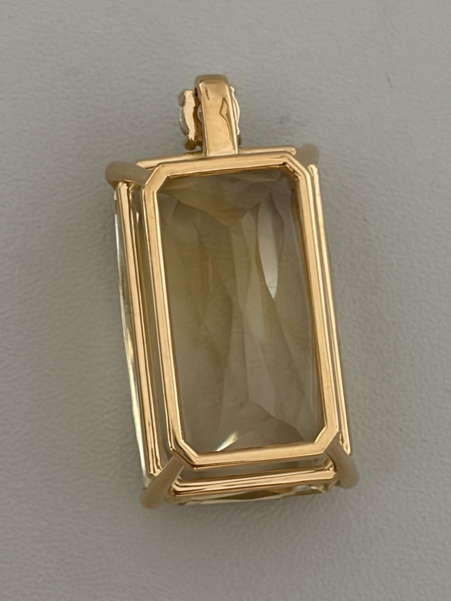 6927 - Pendentif Or Jaune Citrine Diamant-photo-2