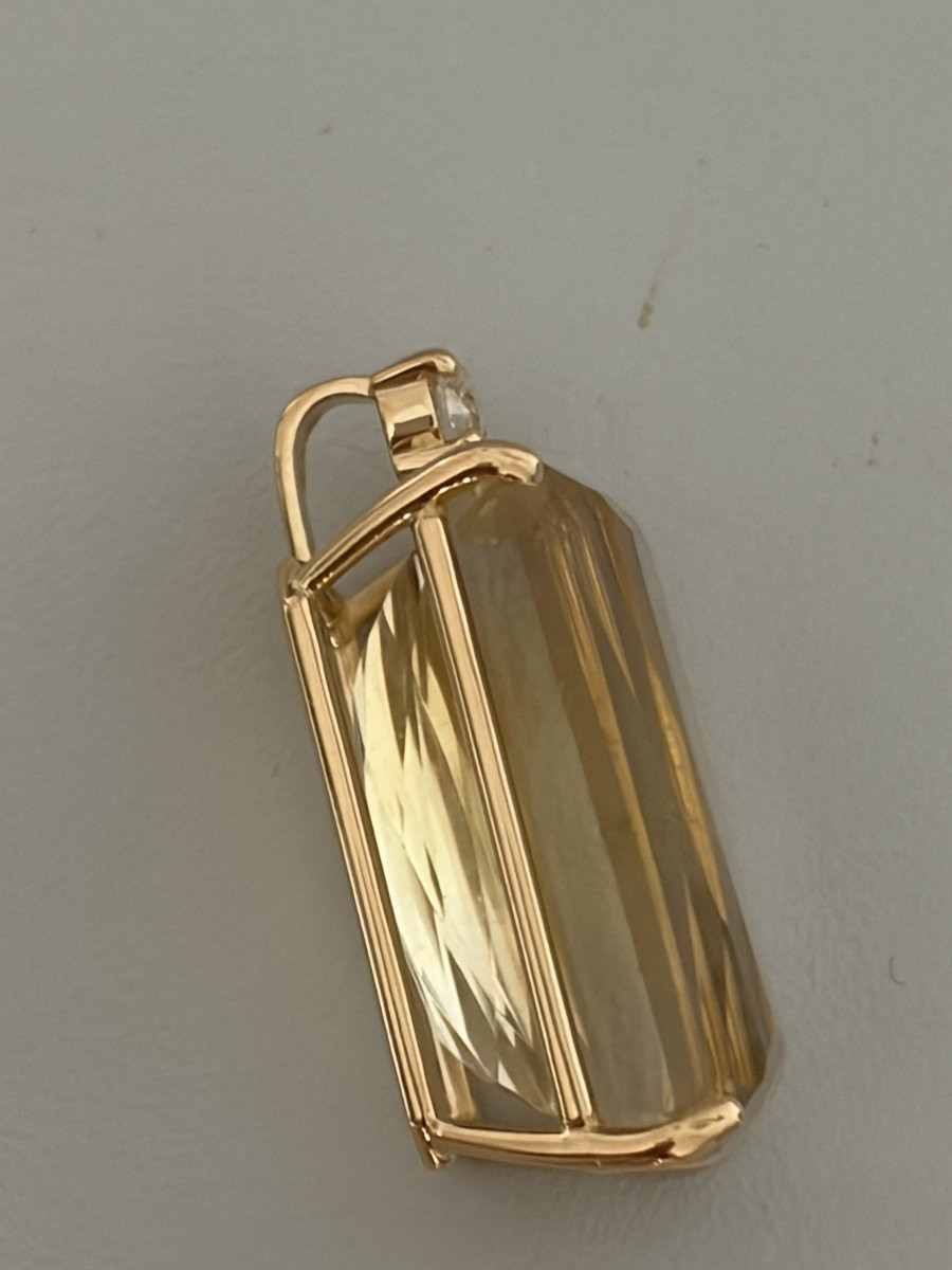 6927 - Pendentif Or Jaune Citrine Diamant-photo-3