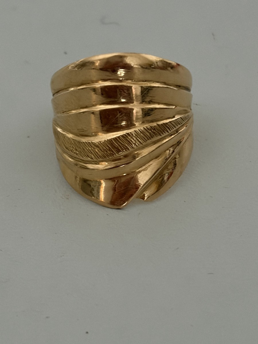 7420 - Large Bague Or Jaune
