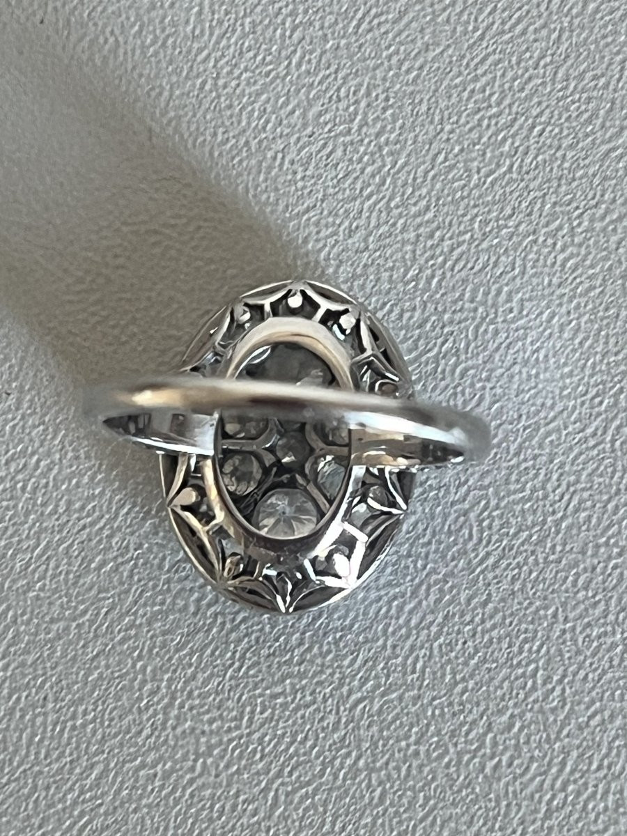 7436 - Antique White Gold Diamond Ring-photo-2