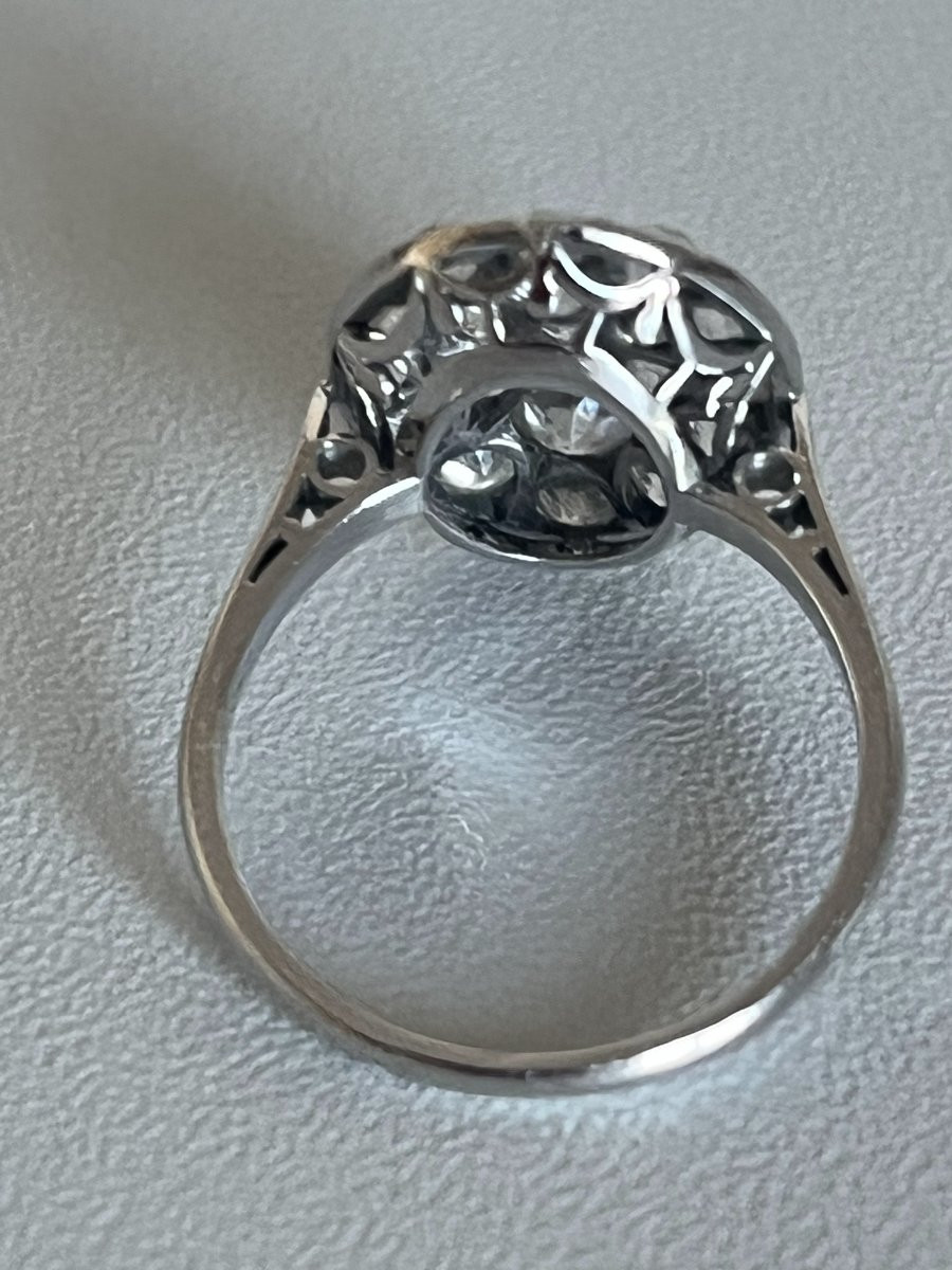 7436 - Antique White Gold Diamond Ring-photo-3