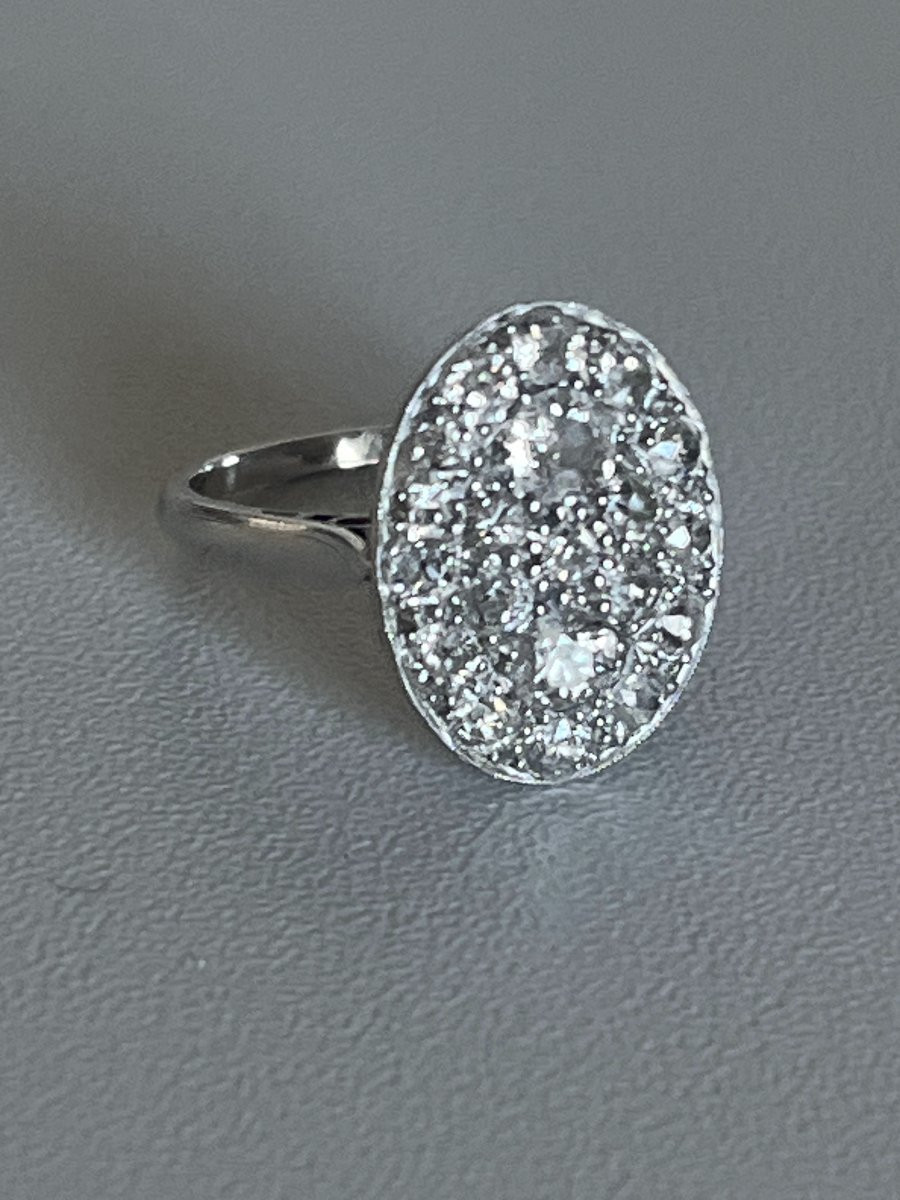 7436 - Antique White Gold Diamond Ring-photo-4