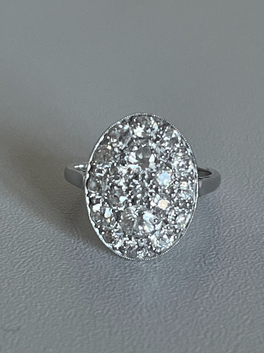 7436 - Antique White Gold Diamond Ring