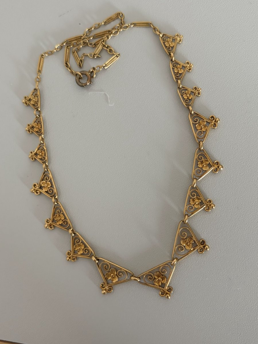 7468 - Yellow Gold Filigree Choker Necklace-photo-4