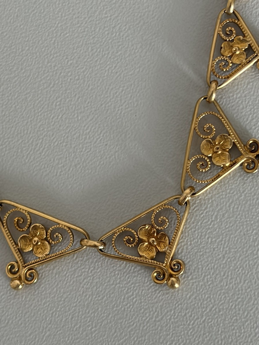 7468 - Yellow Gold Filigree Choker Necklace