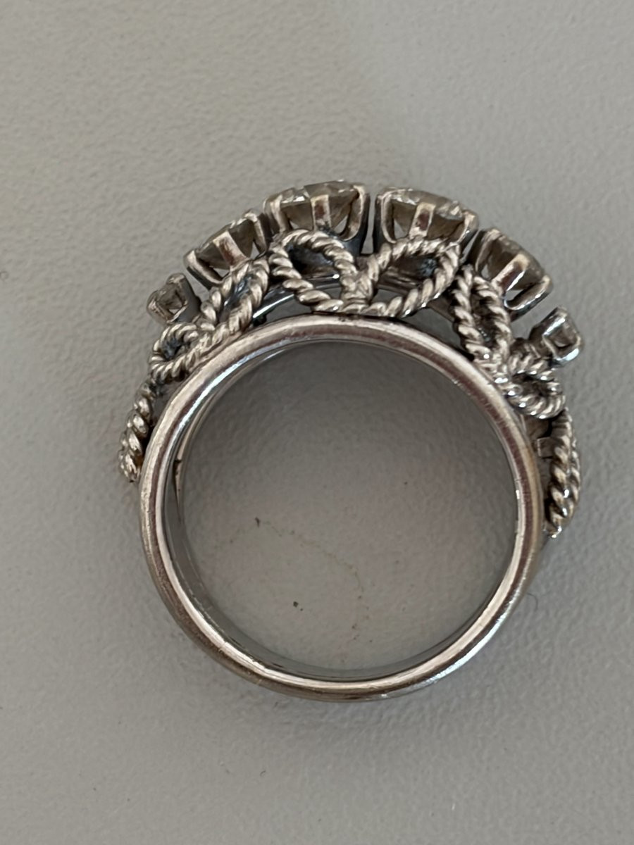 7505 - Palladium-plated White Gold Wedding Band Ring With Diamonds-photo-2
