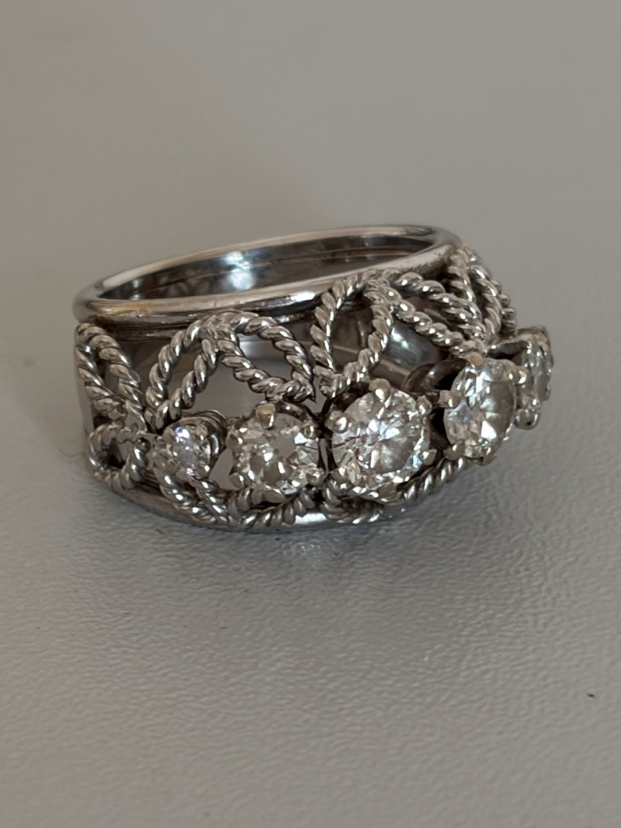 7505 - Palladium-plated White Gold Wedding Band Ring With Diamonds-photo-4