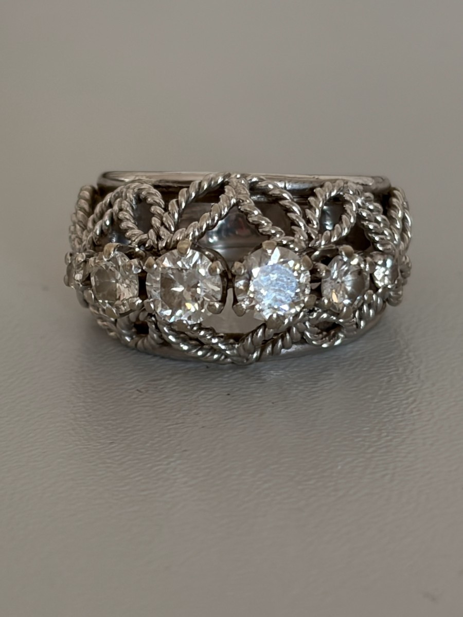 7505 - Palladium-plated White Gold Wedding Band Ring With Diamonds