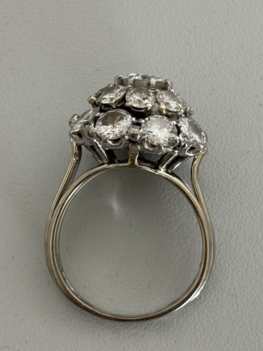 7557 - Bague Dôme Or Gris Platine Diamants (0,85 ct au centre)-photo-3