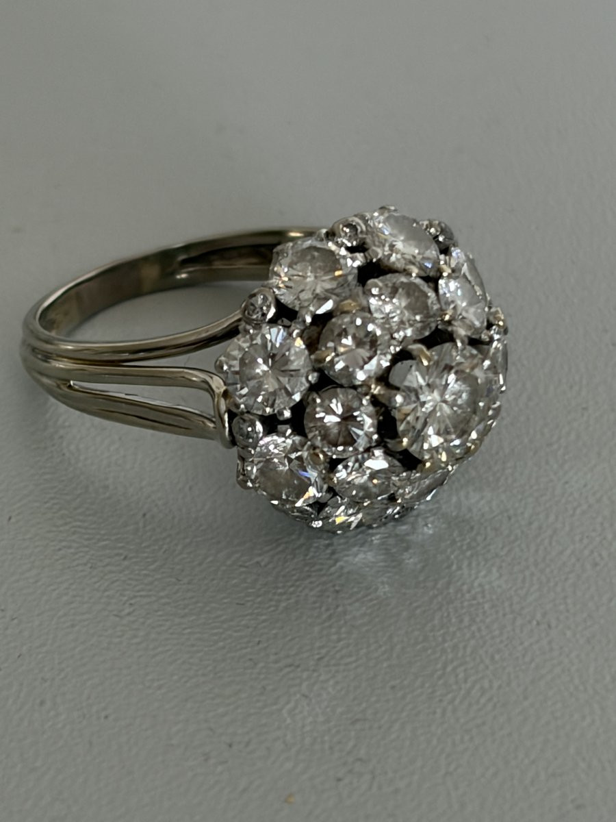 7557 - Bague Dôme Or Gris Platine Diamants (0,85 ct au centre)-photo-4