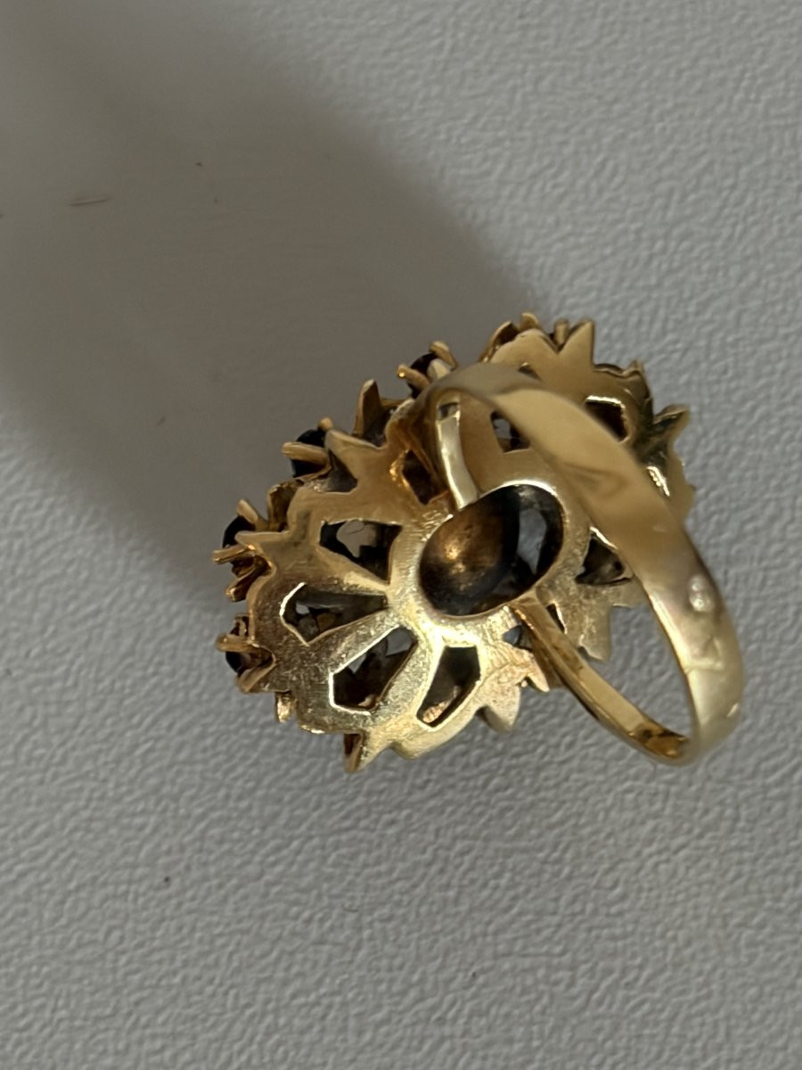 7564 - Bague Or Jaune Perle Akoya Pierres Rouges-photo-2