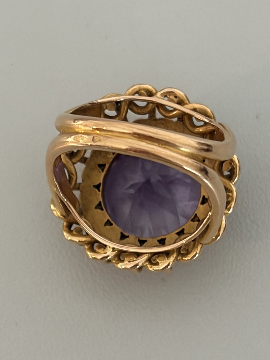 7565 - Cocktail Ring Yellow Gold Synthetic Corundum-photo-4