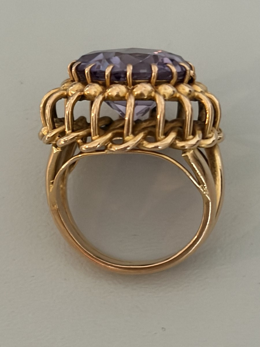 7565 - Cocktail Ring Yellow Gold Synthetic Corundum-photo-1