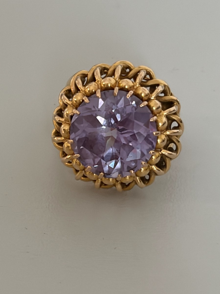 7565 - Cocktail Ring Yellow Gold Synthetic Corundum